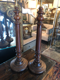 Pair of Tall Wooden Lamps