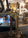 Pair of Tall Wooden Lamps