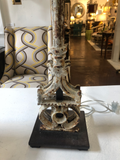 Patinated Iron Lamp With Rectangular Shade