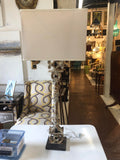 Patinated Iron Lamp With Rectangular Shade