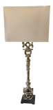 Patinated Iron Lamp With Rectangular Shade