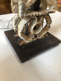 Patinated Iron Lamp With Rectangular Shade