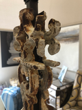 Patinated Iron Lamp With Rectangular Shade