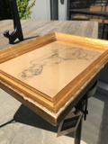 Pencil of Woman With Dog on a Leash in Gilt Frame