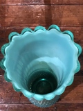 Rarely Located Colorful Blue & Green Hobnail Vase C.1950