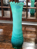 Rarely Located Colorful Blue & Green Hobnail Vase C.1950
