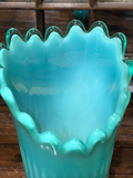 Rarely Located Colorful Blue & Green Hobnail Vase C.1950