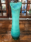 Rarely Located Colorful Blue & Green Hobnail Vase C.1950