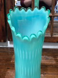 Rarely Located Colorful Blue & Green Hobnail Vase C.1950