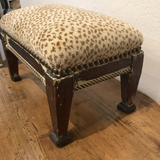 Small French Footstool With Nailhead Detail and Leopard Print