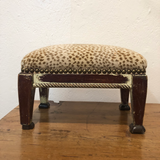 Small French Footstool With Nailhead Detail and Leopard Print