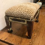 Small French Footstool With Nailhead Detail and Leopard Print