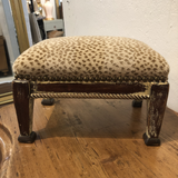Small French Footstool With Nailhead Detail and Leopard Print