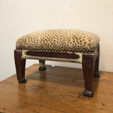 Small French Footstool With Nailhead Detail and Leopard Print
