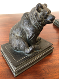 Vintage Bookends: Bears Sitting Atop Books, a Pair