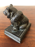 Vintage Bookends: Bears Sitting Atop Books, a Pair