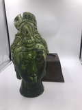 Vintage Chinese Glazed Terra-Cotta Head on Wood Base