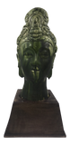 Vintage Chinese Glazed Terra-Cotta Head on Wood Base