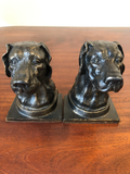 Vintage Dogs Head Metal Bronze Bookends, a Pair