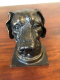 Vintage Dogs Head Metal Bronze Bookends, a Pair