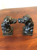 Vintage Dogs Head Metal Bronze Bookends, a Pair