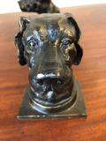 Vintage Dogs Head Metal Bronze Bookends, a Pair
