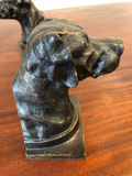 Vintage Dogs Head Metal Bronze Bookends, a Pair