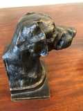 Vintage Dogs Head Metal Bronze Bookends, a Pair