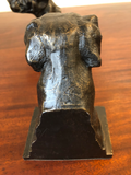 Vintage Dogs Head Metal Bronze Bookends, a Pair