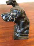 Vintage Dogs Head Metal Bronze Bookends, a Pair