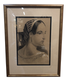 Vintage French Etching of a Woman