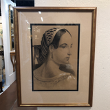 Vintage French Etching of a Woman
