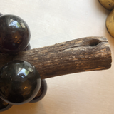 Vintage Glass Grapes Wired Around Wooden Stem
