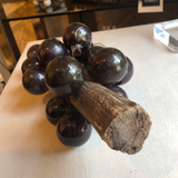 Vintage Glass Grapes Wired Around Wooden Stem