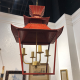 Vintage Red and Gold 4-Light Pagoda Lantern