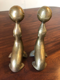 Vintage Solid Brass Seals and Balls Bookends, a Pair
