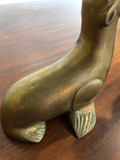 Vintage Solid Brass Seals and Balls Bookends, a Pair