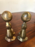 Vintage Solid Brass Seals and Balls Bookends, a Pair