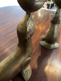 Vintage Solid Brass Seals and Balls Bookends, a Pair