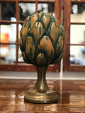 Wooden Artichoke on Brass Pedestal
