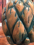 Wooden Artichoke on Brass Pedestal