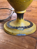 Yellow Tole Lamps With Black Shades- a Pair