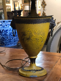 Yellow Tole Lamps With Black Shades- a Pair