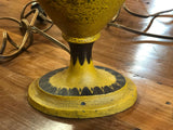 Yellow Tole Lamps With Black Shades- a Pair